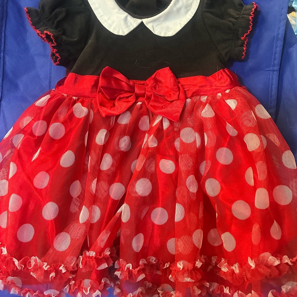 Disney Casual Red and Black Dress with Polka Dots - Picture 2 of 6